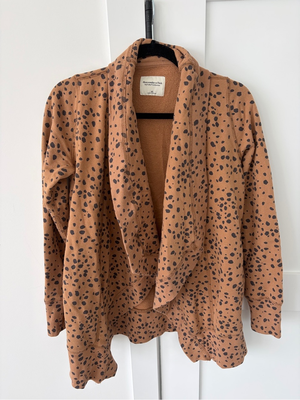 Abercrombie & Fitch Tan Leopard-Spot Open-Front Cardigan